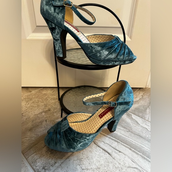 Elegant Blue Velvet Women's Heels from ModCloth - Picture 1 of 3